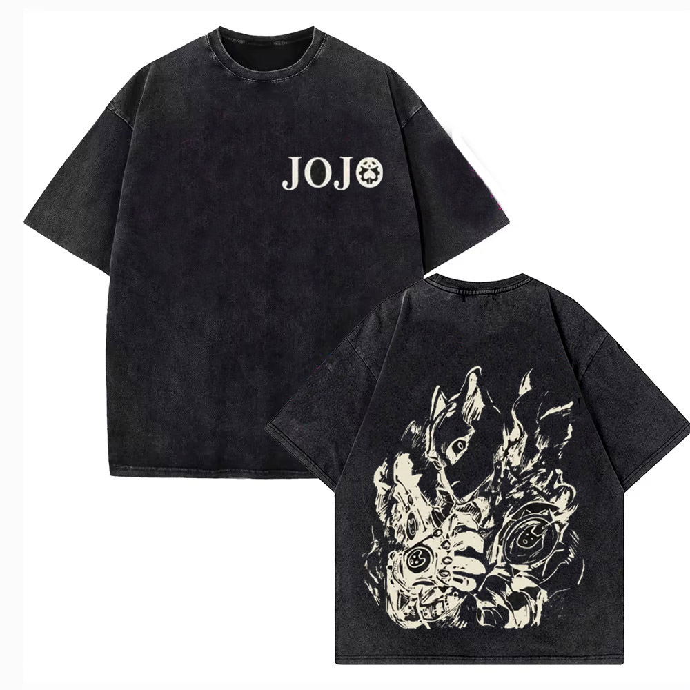 Jojo Anime Merchandise - 빈티지 워시드 티셔츠 남성 조조의 기묘한