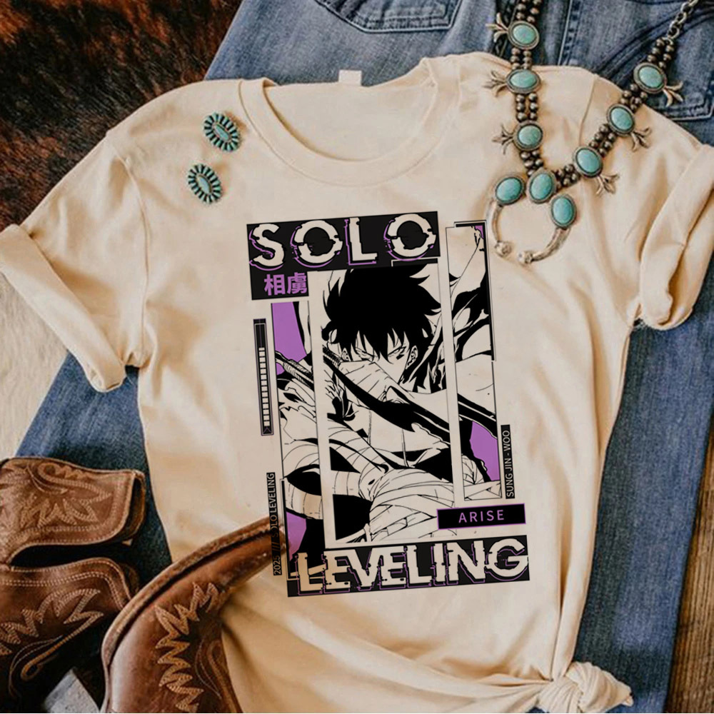 Anime Merchandise Solo Leveling - 솔로 레벨링 티셔츠 여성 그래픽 하라주쿠
