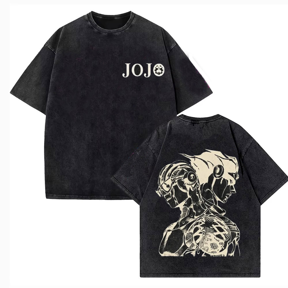 빈티지 워시드 티셔츠 남성 조조의 기묘한 모험 자이로  - Jojo Anime Merchandise 리뷰 및 가격