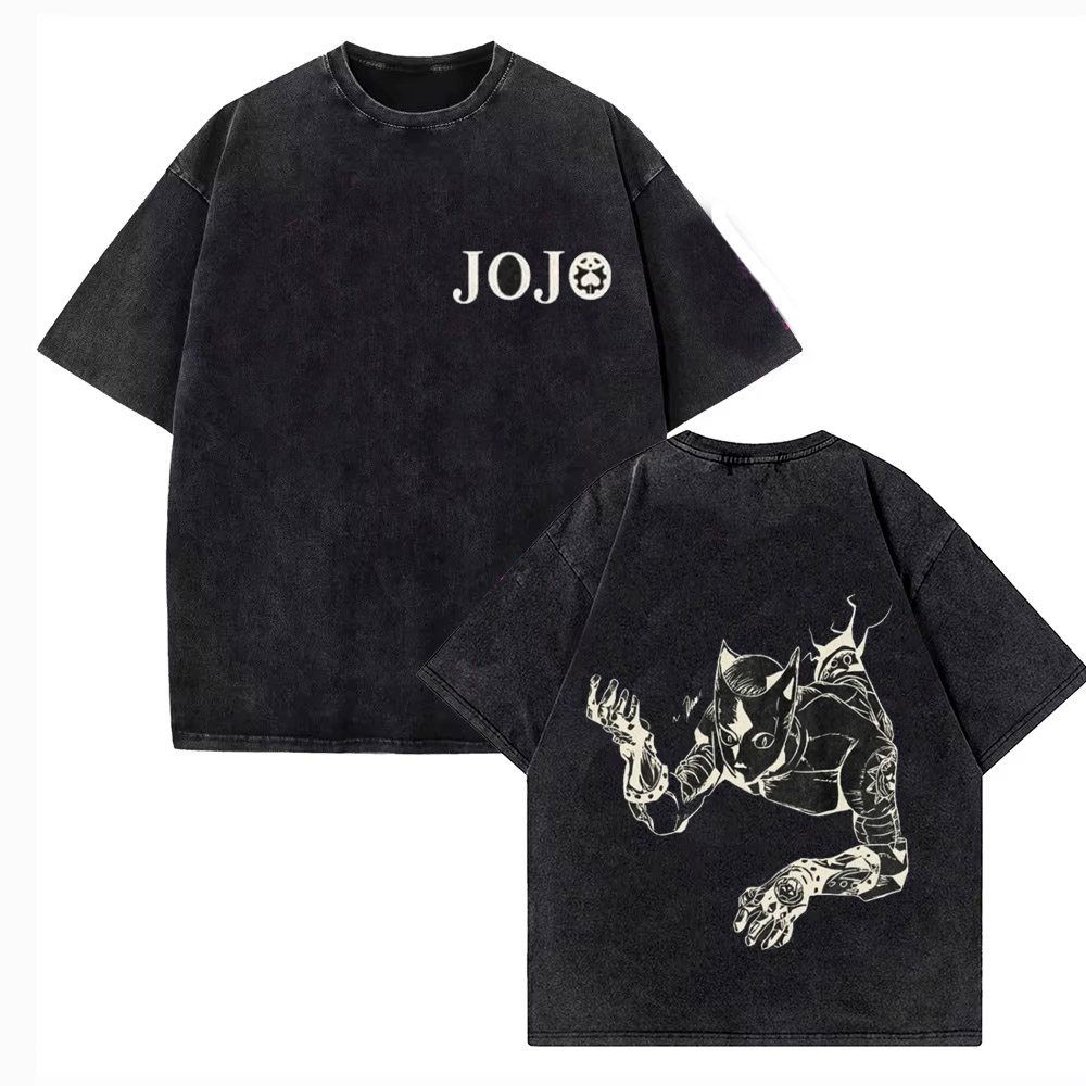 빈티지 워시드 티셔츠 남성 조조의 기묘한 모험 자이로  - Jojo Anime Merchandise 리뷰 및 가격