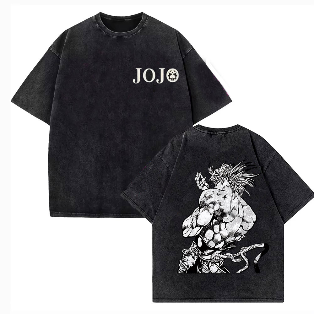 빈티지 워시드 티셔츠 남성 조조의 기묘한 모험 자이로  - Jojo Anime Merchandise 리뷰 및 가격