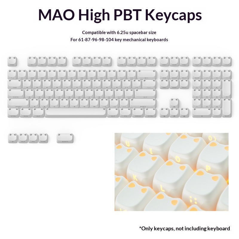 113키 MAO 귀여운 고양이 귀 반투명 키캡 PBT  - Keycap Artisan Anime 리뷰 및 가격