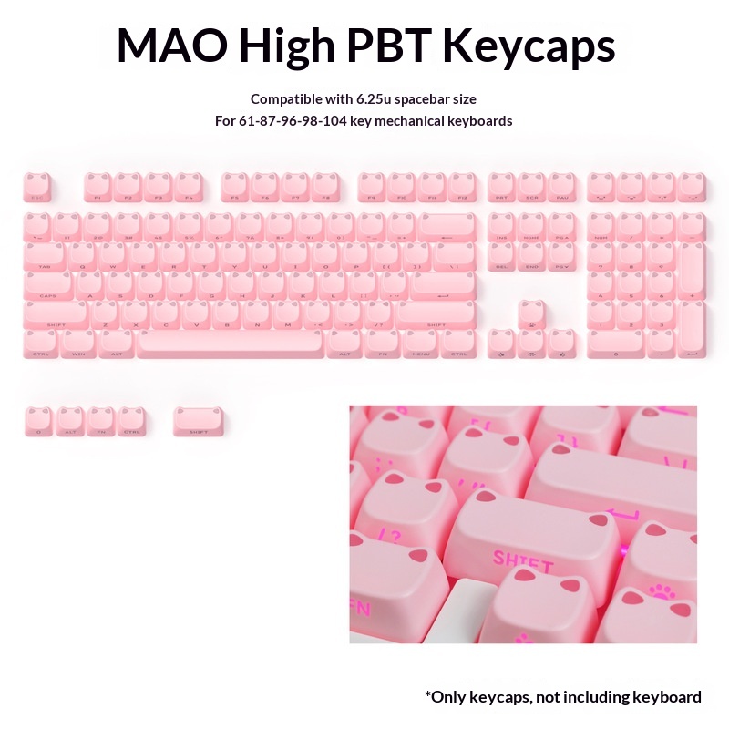 113키 MAO 귀여운 고양이 귀 반투명 키캡 PBT  - Keycap Artisan Anime 리뷰 및 가격